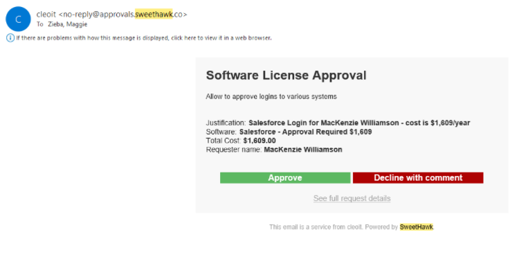 Software Approval Email from IT – Cleo